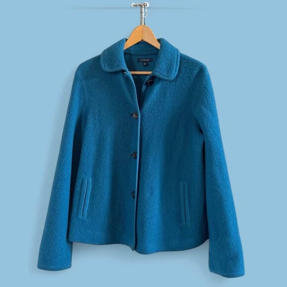 Lands' End Jackets & Blazers - Women’s Lands’ End Teal Wool Collared Jacket Top-Size 4
